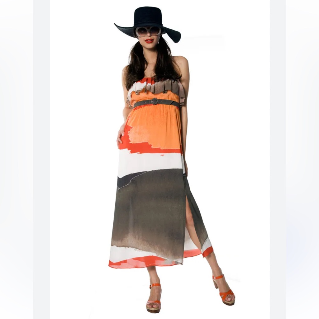 Alice+Olivia Silk Sleeveless Sedona Print Maxi Dress Sz Xs Resort Vacation Silk